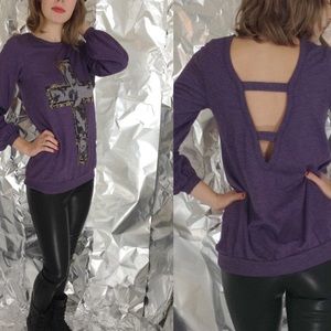 EUC Chaser V-Back Sweatshirt w/ Metallic Cross